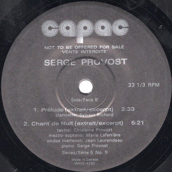 Serge Provost : Musical Portrait (7")