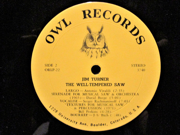 Jim Turner (11) : The Well-Tempered Saw (LP, Album, Quad)