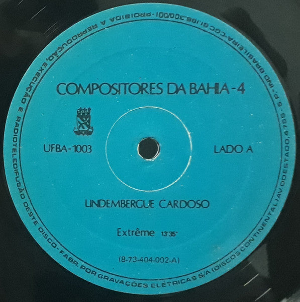 Lindembergue Cardoso, Jamary Oliveira, Conjunto De Musica Nova da UFBa, Ernst Widmer : Compositores Da Bahia 4 (LP, Album)