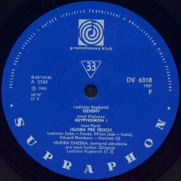 Ladislav Kupkovic, Jozef Malovec, Ivan Parík, Peter Kolman, Ilja Zeljenka : Slovak Modern Compositions (LP, Mono, Club)
