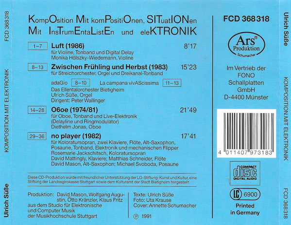 Ulrich Süße : Komposition Mit Elektronik (CD)