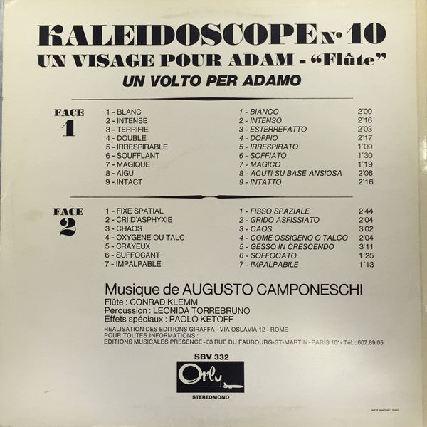 Augusto Camponeschi : Un Volto Per Adamo (LP, Album)