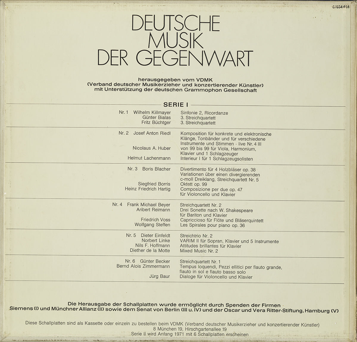 Various; Deutsche Musik Der Gegenwart Serie I 1970 (6xLP)
