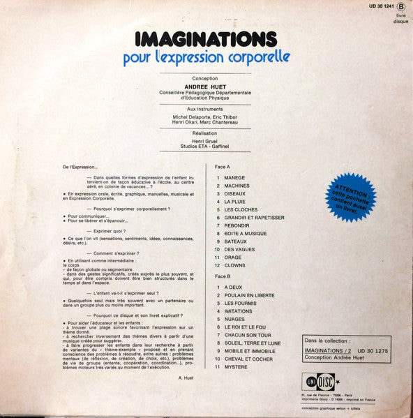 Andrée Huet, Eric Thibor : Imaginations Pour L'Expression Corporelle (LP, Album, RE)