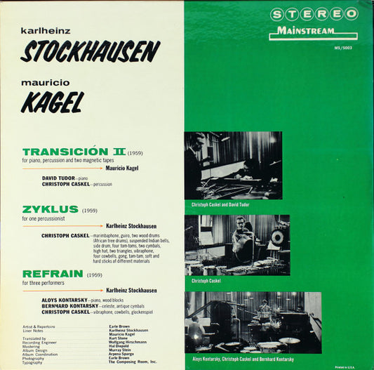 Karlheinz Stockhausen / Mauricio Kagel : Zyklus • Refrain / Transición II (LP, Album, RE)