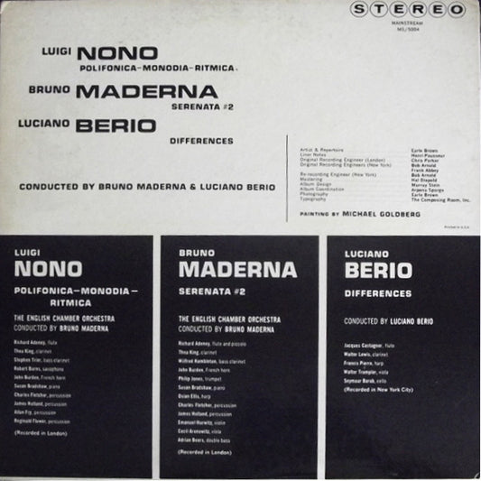 Luigi Nono / Bruno Maderna / Luciano Berio : Polifonica-Monodia-Ritmica  /  Serenata #2  /  Differences (LP, RE, Gat)