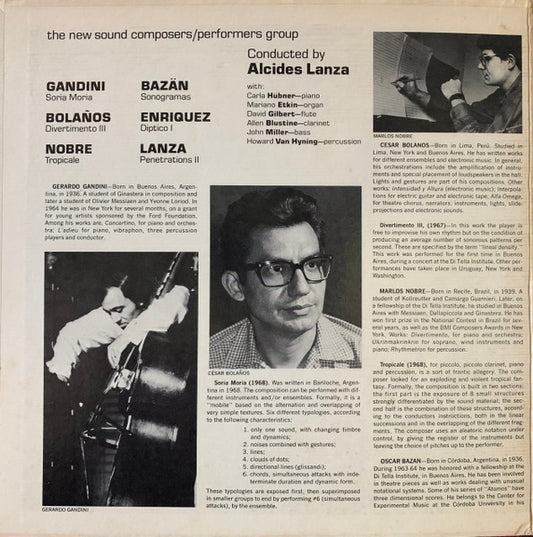 Gerardo Gandini / Oscar Bazán / César Bolaños / Manuel Enríquez / Marlos Nobre / alcides lanza, The New Sound Composers/Performers Group Conducted By alcides lanza : New Music From South America For Chamber Orchestra (LP, Gat)