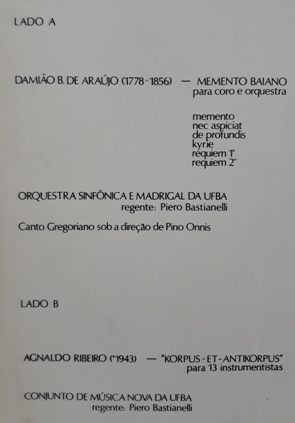 Damião Barbosa de Araújo / Agnaldo Ribeiro : Compositores Da Bahia 3 (LP, Album)