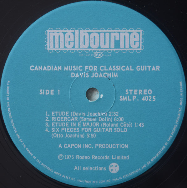 Davis Joachim : Canadian Music For Classical Guitar (LP)
