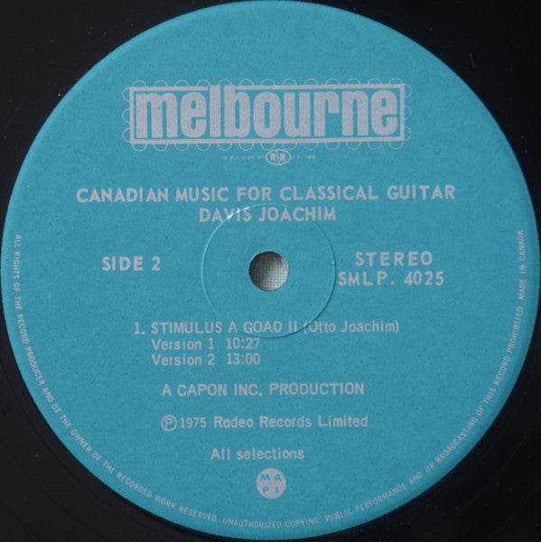 Davis Joachim : Canadian Music For Classical Guitar (LP)