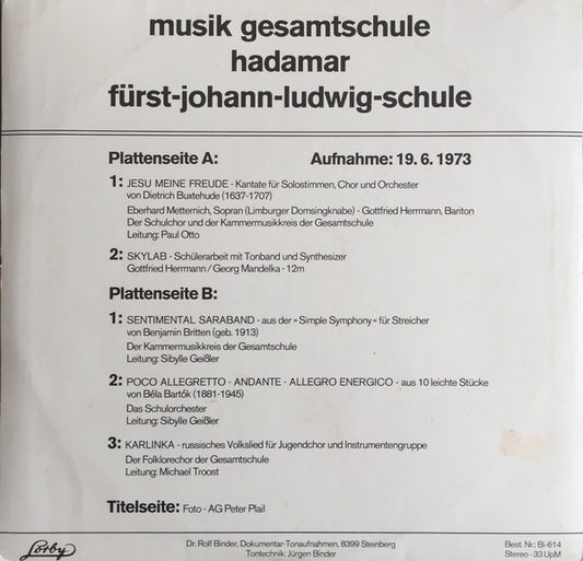 Musik Gesamtschule Hadamar : Fürst-Johann-Ludwig-Schule (10", Album)
