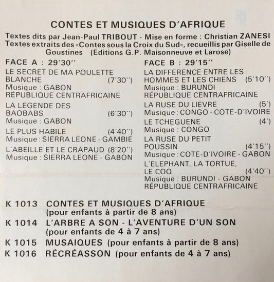 Various : Contes Et Musiques D'Afrique (Cass)