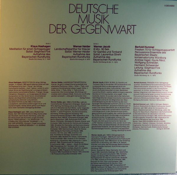 Klaus Hashagen / Werner Heider / Werner Jacob / Bertold Hummel : Deutsche Musik Der Gegenwart Serie II/1 (LP)