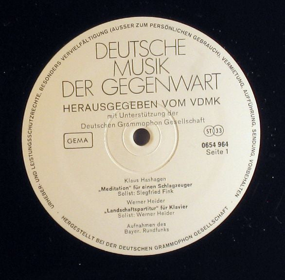 Klaus Hashagen / Werner Heider / Werner Jacob / Bertold Hummel : Deutsche Musik Der Gegenwart Serie II/1 (LP)