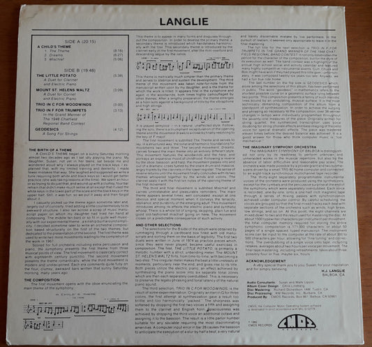 H.J. Langlie : The Imaginary Symphony Of Balboa (LP, Album)