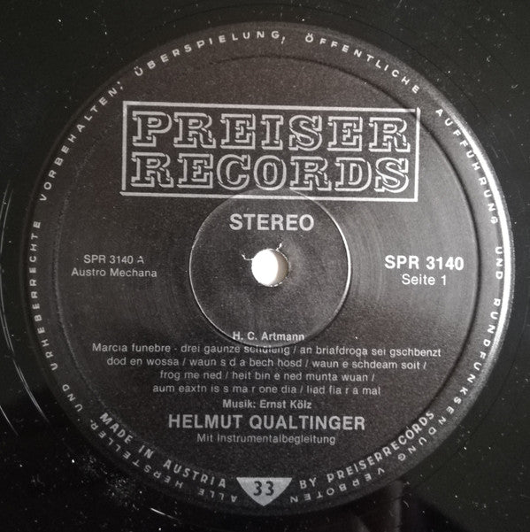 Helmut Qualtinger : Helmut Qualtinger Singt Schwarze Lieder (LP, Album, RP)