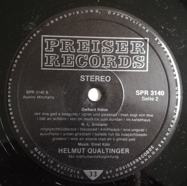 Helmut Qualtinger : Helmut Qualtinger Singt Schwarze Lieder (LP, Album, RP)
