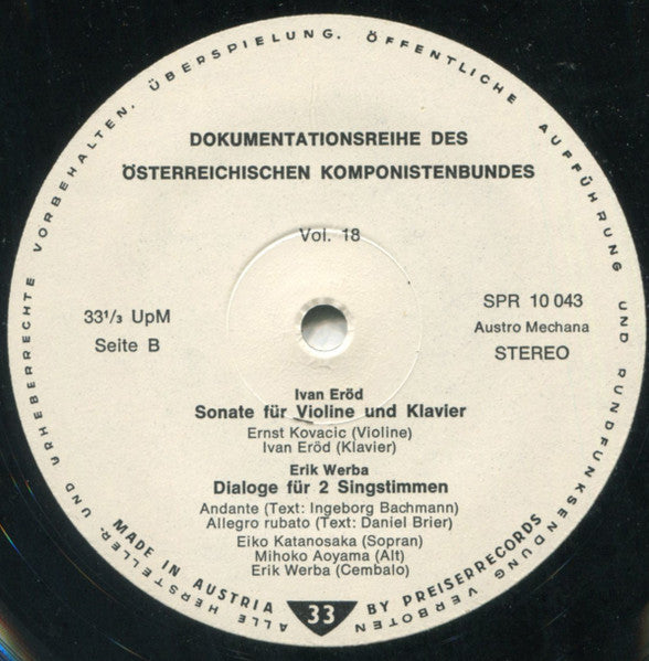 Kurt Anton Hueber / Ivan Eröd / Erik Werba : Kurt Anton Hueber / Iván Eröd / Erik Werba (LP)