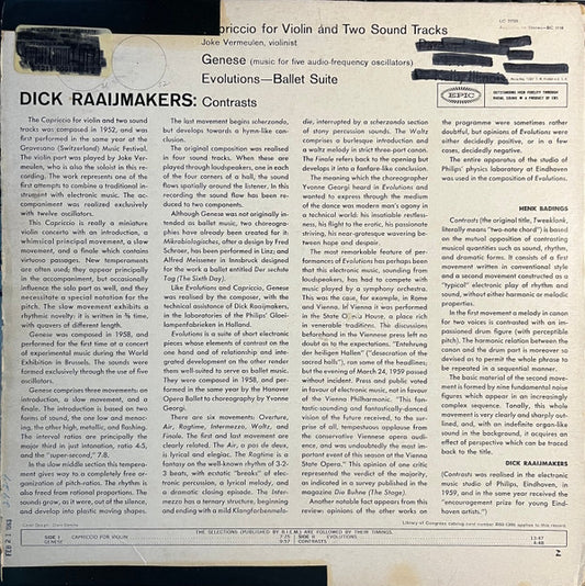 Henk Badings / Dick Raaijmakers : Electronic Music (LP, Album, Mono)