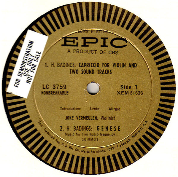 Henk Badings / Dick Raaijmakers : Electronic Music (LP, Album, Mono)
