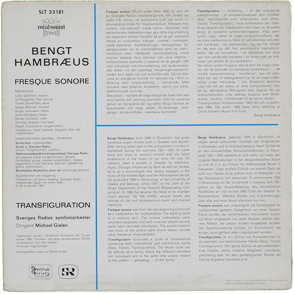 Bengt Hambraeus : Fresque Sonore / Transfiguration (LP, Album)