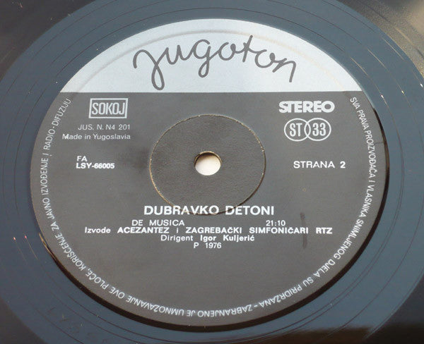 Dubravko Detoni : Dubravko Detoni (LP, Album)