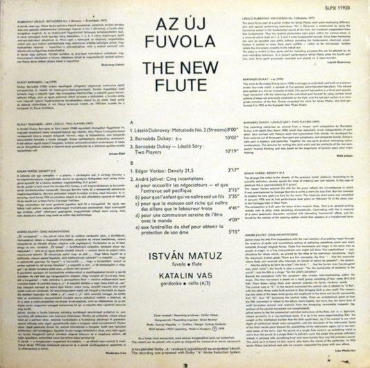 István Matuz – Edgard Varèse / André Jolivet / Barnabás Dukay / László Sáry / László Dubrovay : The New Flute (LP)