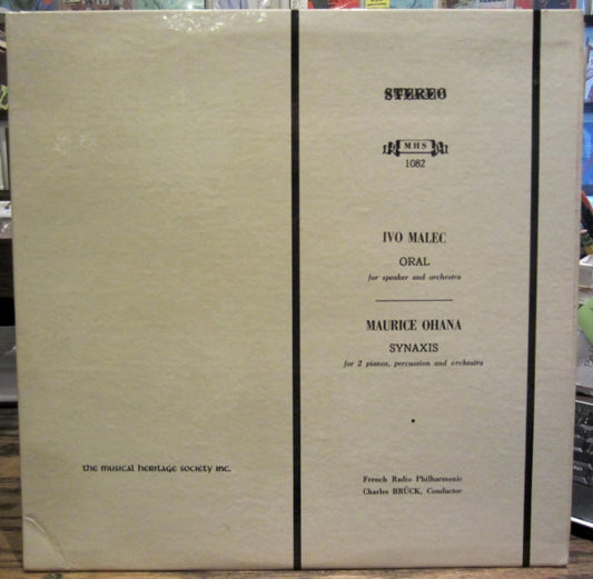 Ivo Malec / Maurice Ohana : Oral / Synaxis (LP)
