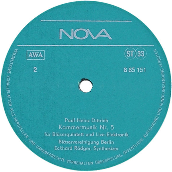 Friedrich Goldmann / Paul-Heinz Dittrich : Zusammenstellung Für Zehn Instrumente / Kammermusik Nr. 5 Für Bläserquintett Und Live-Elektronik (LP)