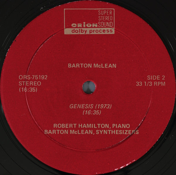 Barton McLean : Dimensions II For Piano & Tape / The Sorcerer Revisited / Genesis (LP)
