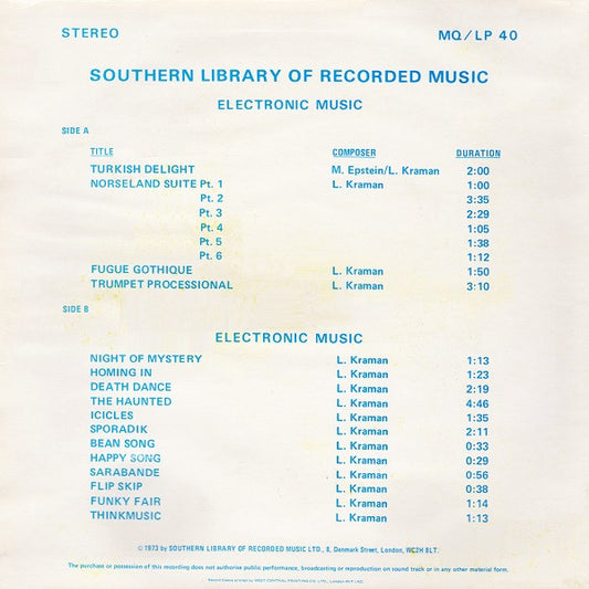 Larry Kraman : Electronic Music (LP)