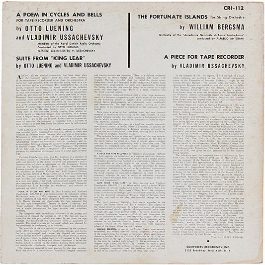 Luening* / Ussachevsky* / William Bergsma : A Poem In Cycles And Bells & Other Music For Tape Recorder (LP, Album)