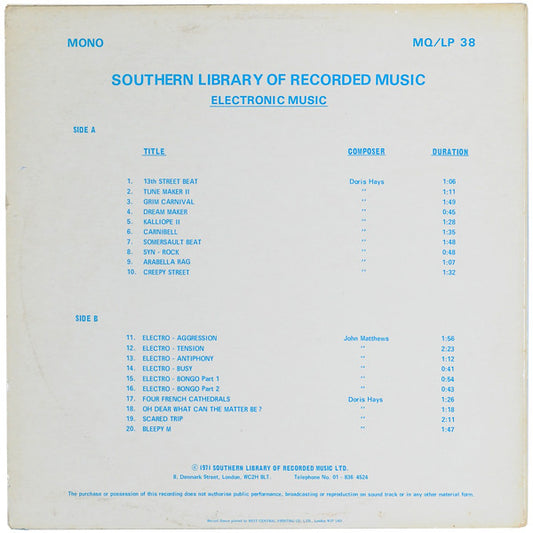 Doris Hays / John Matthews (4) : Electronic Music (LP)
