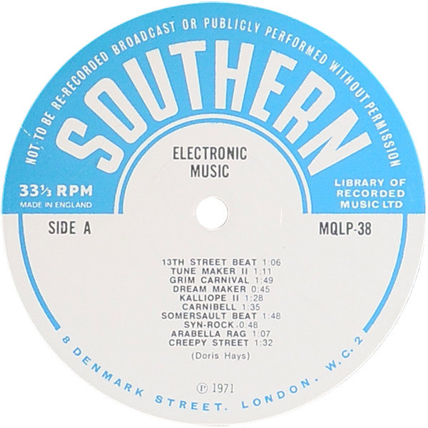 Doris Hays / John Matthews (4) : Electronic Music (LP)