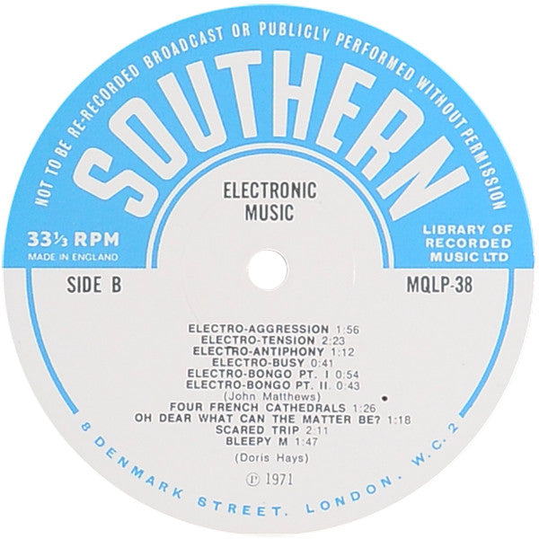Doris Hays / John Matthews (4) : Electronic Music (LP)