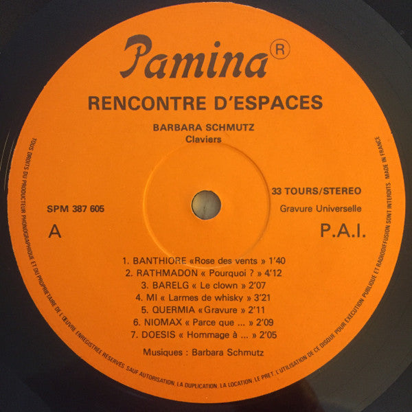 Barbara Schmutz : Rencontre D'espaces (LP, Album)