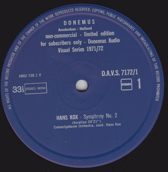 Hans Kox / Ton Bruynèl / Peter Schat : Symphony No. 2 / Arc, For Organ And 4 Electronic Sound-Tracks / Clockwise And Anti-Clockwise, For 16 Wind Instruments (LP, Ltd)