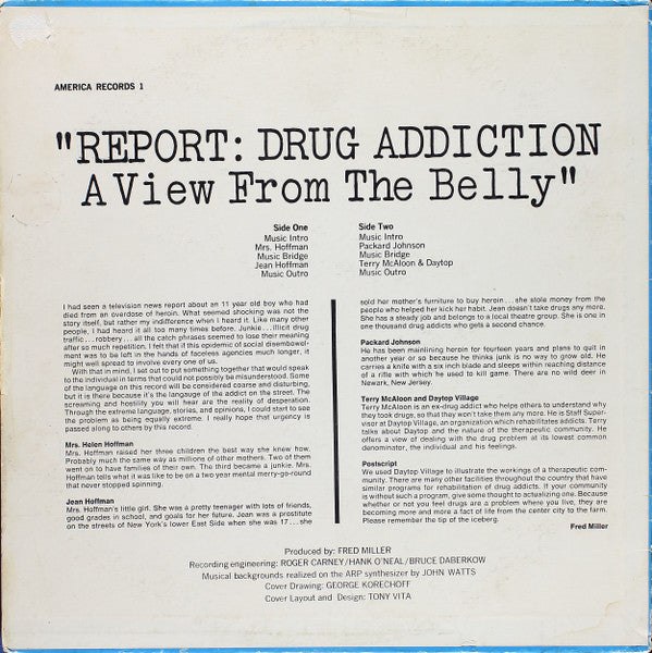 Unknown Artist, John Watts (3) : "Report: Drug Addiction - A View From The Belly" (LP)