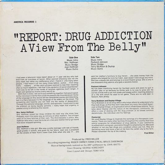 Unknown Artist, John Watts (3) : "Report: Drug Addiction - A View From The Belly" (LP)