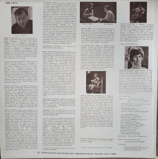 Dinu Ghezzo : Thalla / Ritualen / Music For Flutes & Tape / Kanones (LP, Album)