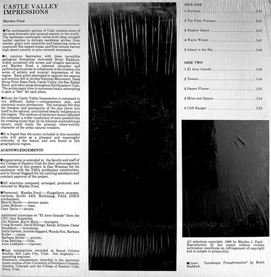 Marden Pond : Castle Valley Impressions (LP, Album)