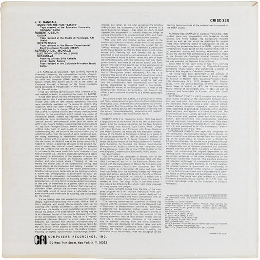 J.K. Randall / Robert Ceely / Alfredo del Mónaco : Electronic Music (LP)