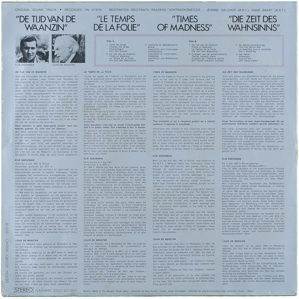 Elie Saegeman • Louis De Meester : De Tijd Van De Waanzin (LP)