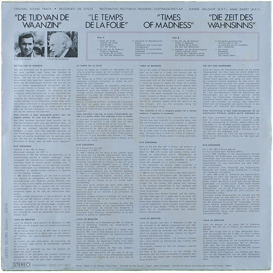 Elie Saegeman • Louis De Meester : De Tijd Van De Waanzin (LP)