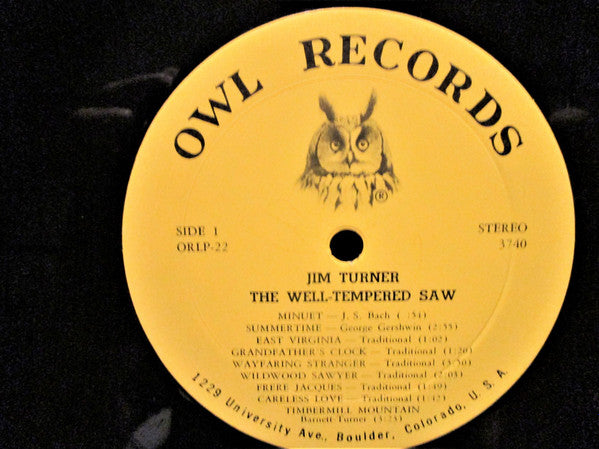 Jim Turner (11) : The Well-Tempered Saw (LP, Album, Quad)