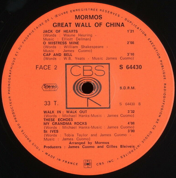 Mormos : Great Wall Of China (LP, Album)