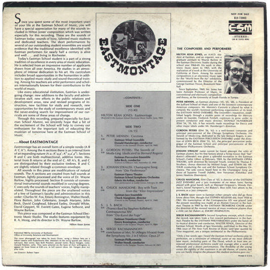 Hilton Kean Jones / Eastman School Of Music Student Ensembles : Hilton Kean Jones' Eastmontage And Performances By Eastman School Of Music Student Ensembles (LP)