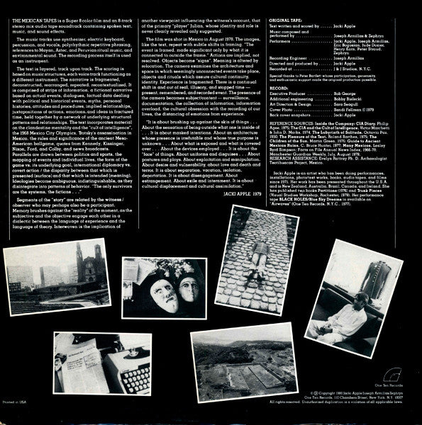 Jacki Apple : The Mexican Tapes (LP)