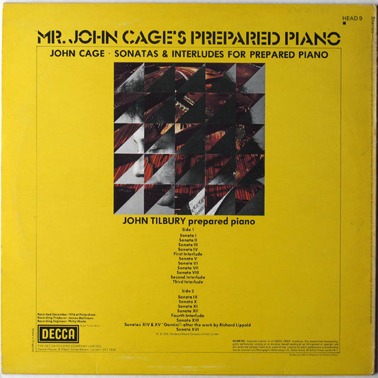 John Cage : Mr. John Cage's Prepared Piano (LP)