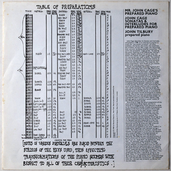 John Cage : Mr. John Cage's Prepared Piano (LP)